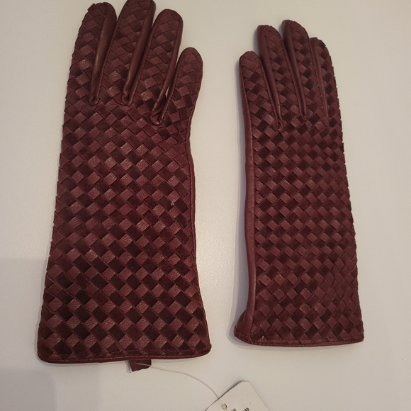 Leather Gloves Danier nwt plum burgundy deep red genuine NEW size XS - Picture 5 of 12